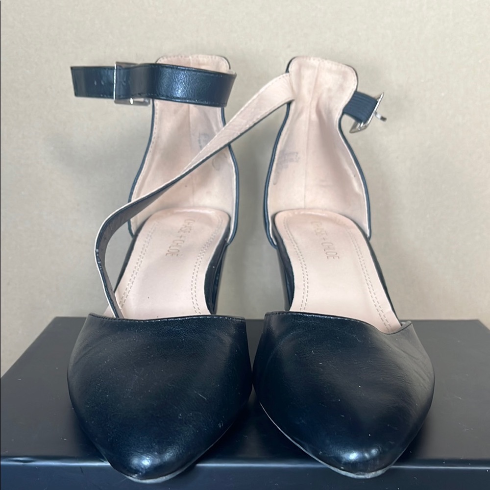 Black Ankle Strap Comfy Heels - Picture 5 of 5